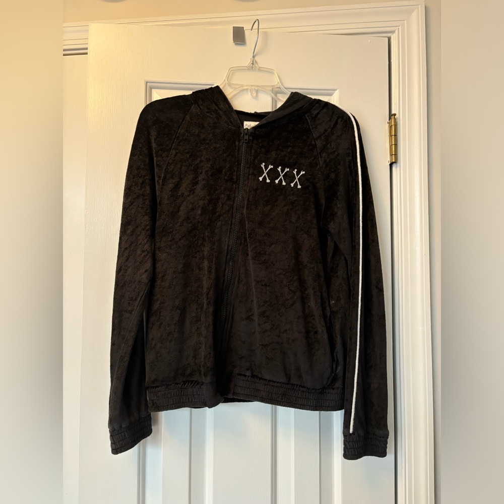 Lauren Moshi Zip Up Black Sweatshirt
